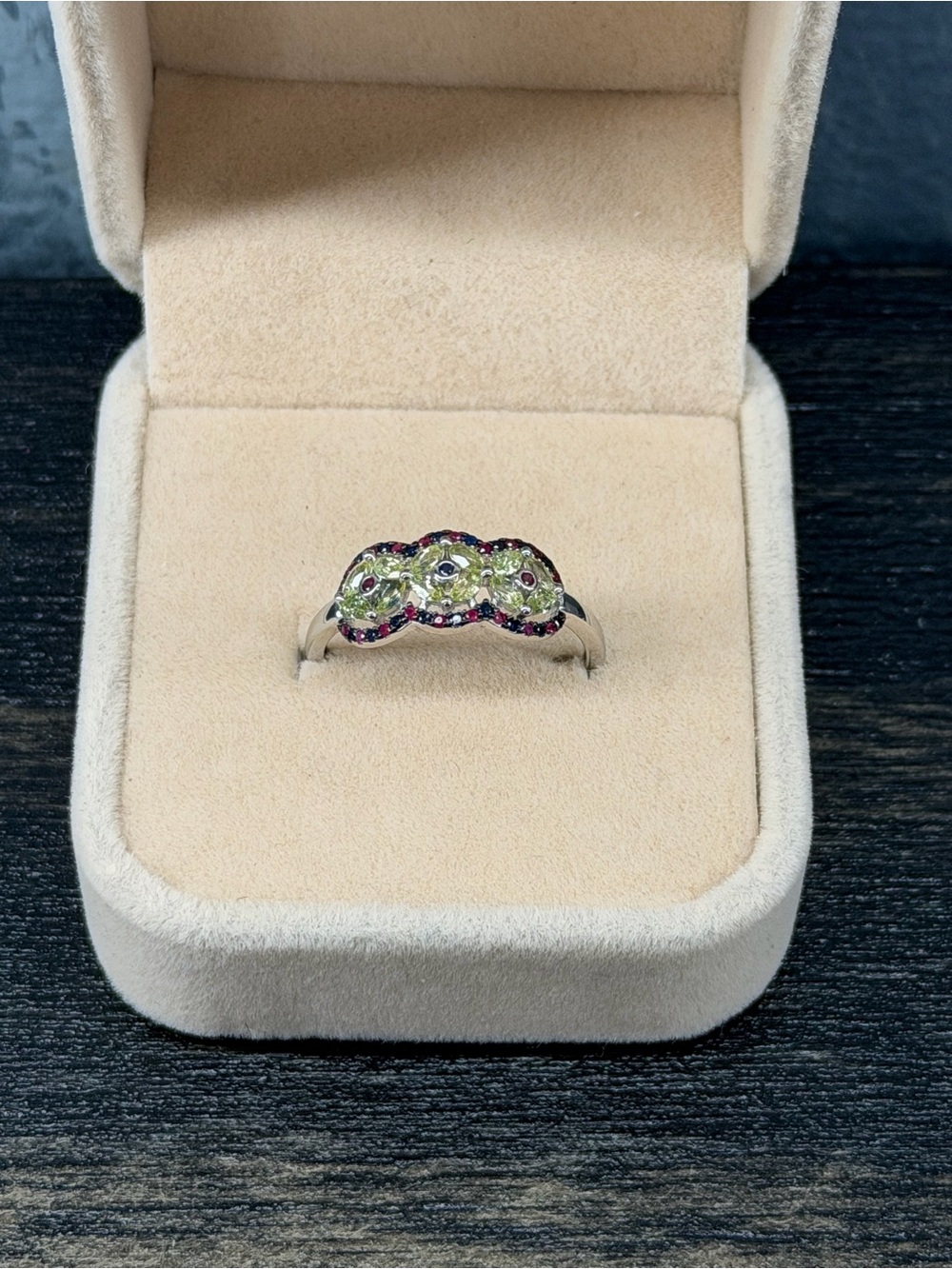 Natural Yellow & Blue Ceylon Sapphire w/ Ruby in 925 Sterling Silver Ring - Picture 11 of 13
